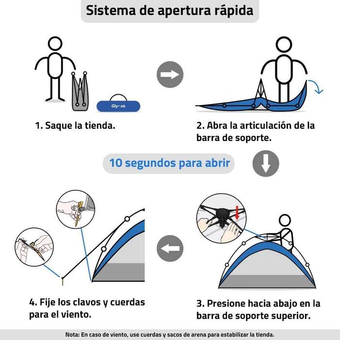 Glymnis - Tenda de campismo para 4 pessoas