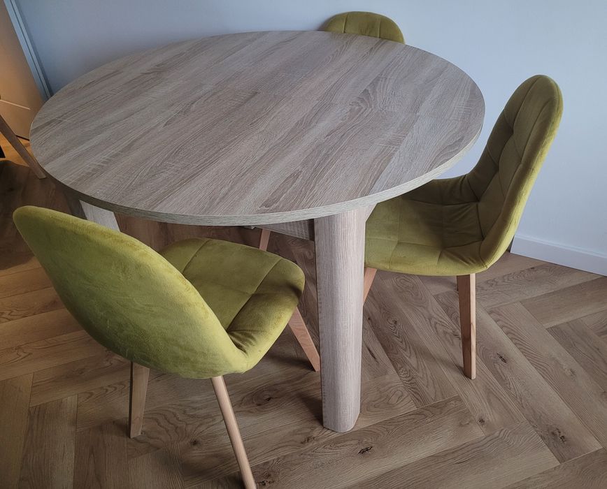 Stół okrągły rozkładany 110 cm + wkładka 50 cm – dąb sonoma
