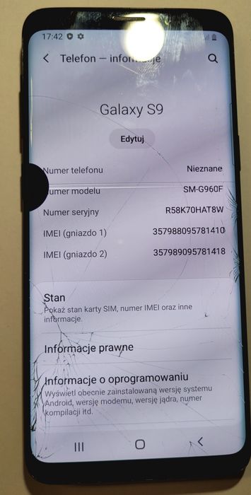Smartfon Samsung Galaxy S9 czarny SM-G960F