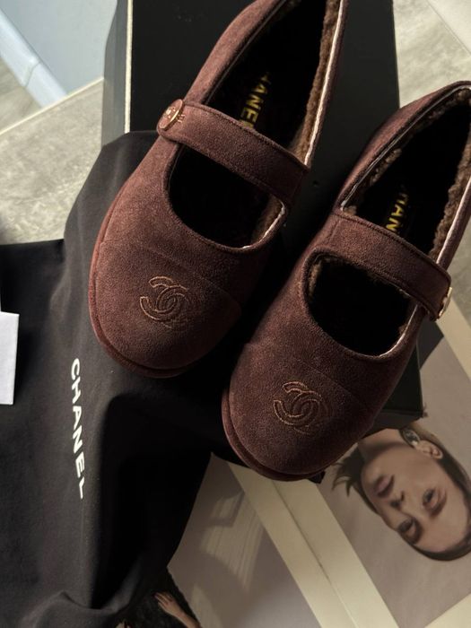 Балетки chanel , chanel балетки з хутром . 39 р / 24.5 см