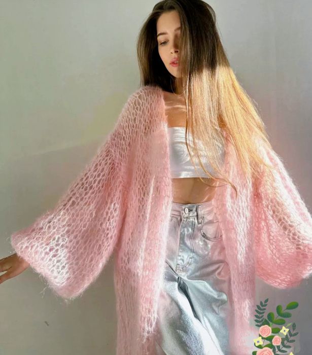 Кардиган , свитерок - паутинка из мохера