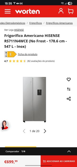 Americano HISENSE - No Frost - 178.6 cm - 547 L - Inox - Novo garantia