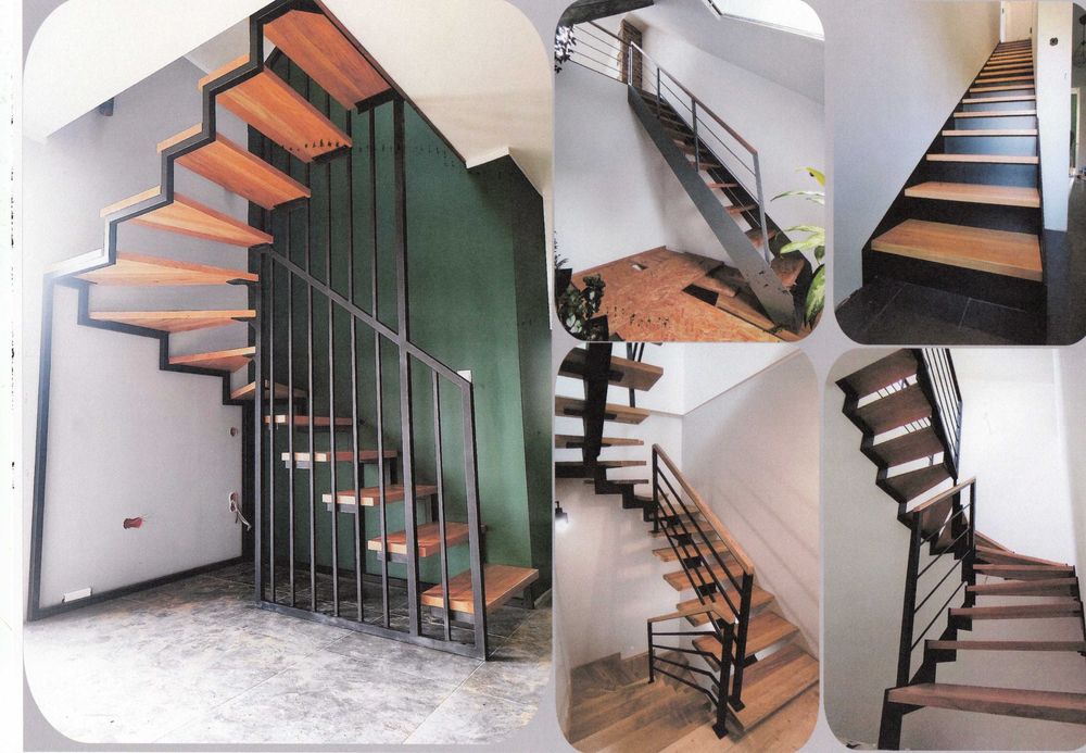 Schody stalowe drewniane loft balustrada antresola barierka poręcz