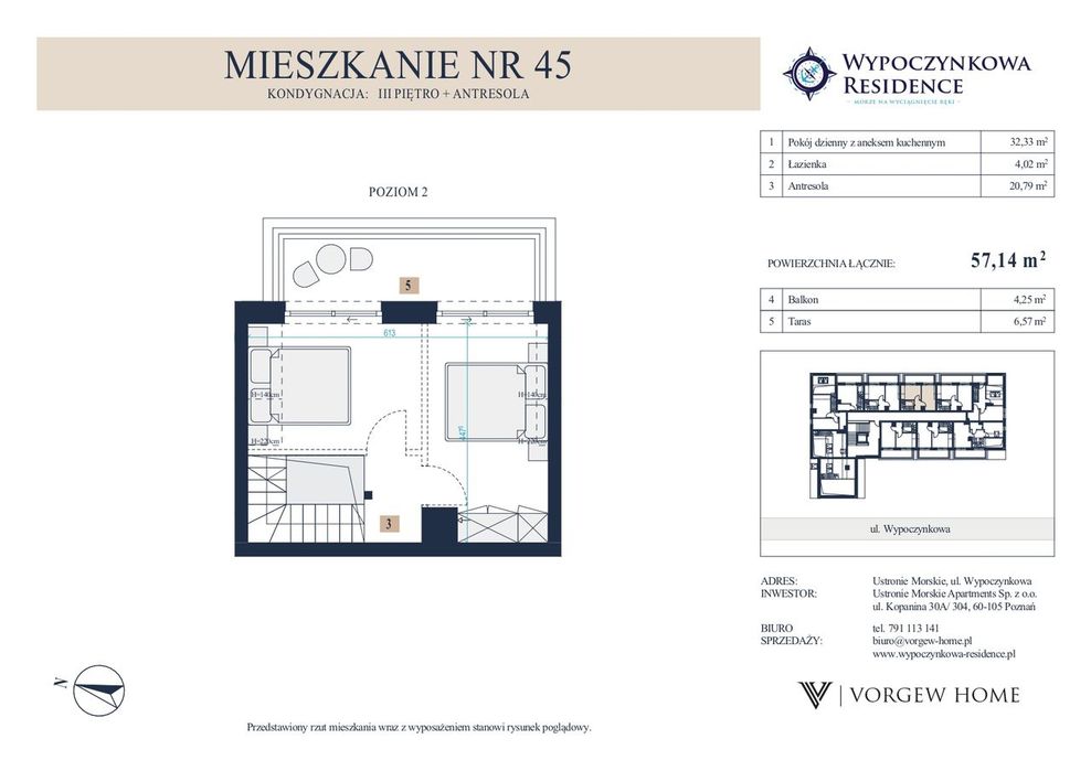 Ładne 2 poziomowe. Przestrzenne. Balkon + taras. Blisko morza