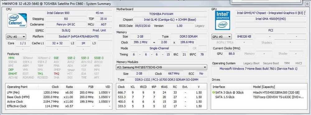 Ноутбук Toshiba Satellite Pro C660