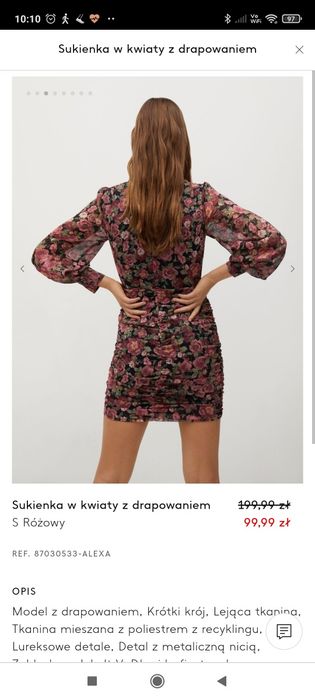 Sukienka mini kwiaty nowa wesele impreza Mango piękna r. S
