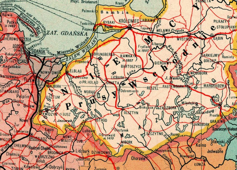 Mapa: Polska II Rzeczpospolita 1939 r. Płótno na blejtramie 50x40 cm.