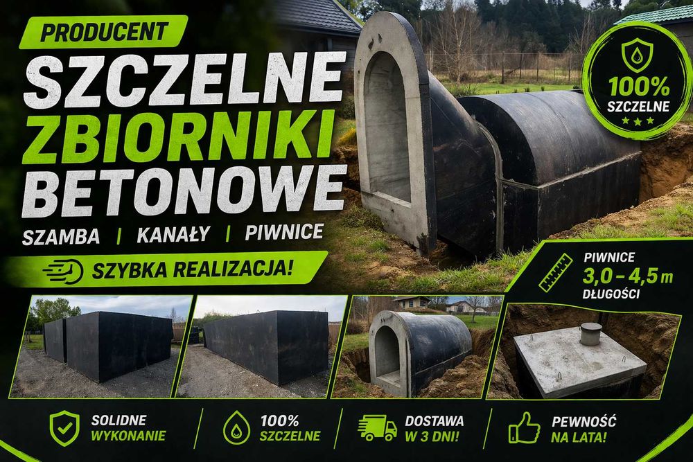 SZAMBA betonowe KANAŁY PIWNICE szambo zbiorniki ATEST kanał do garażu PIWNICA ziemianka