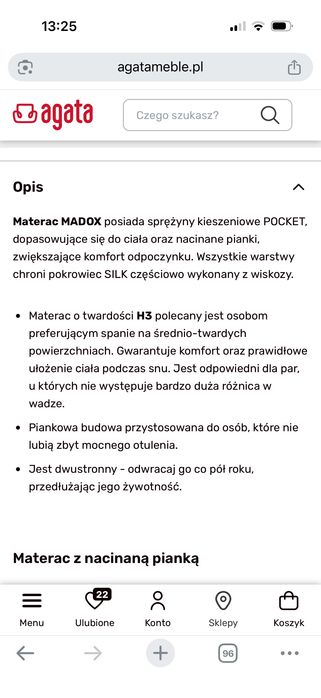 Materac sprężynowy Madox
