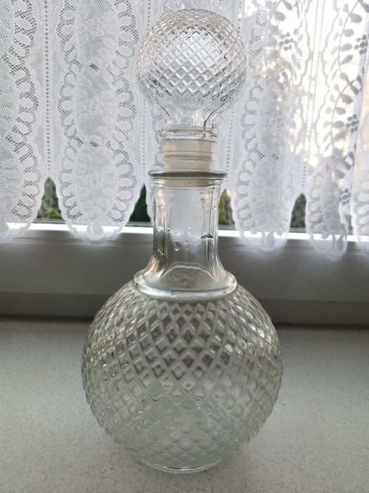 Szklana karfa vintage kula PRL retro 750 ml