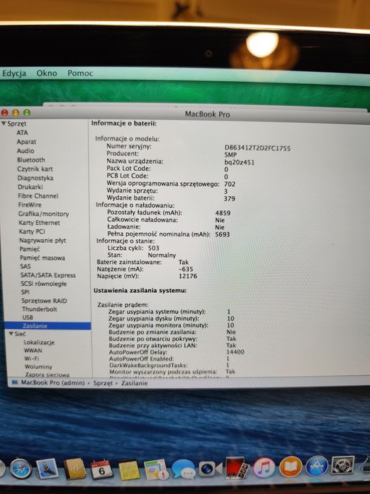 MacBook Pro 8GB pamięci RAM 256 GB dysk 2013r