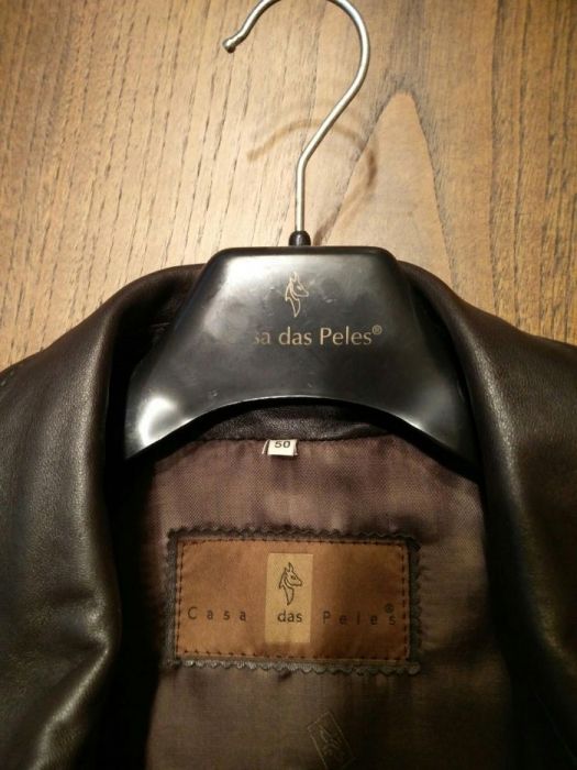 Casaco homem pele verdadeira castanho