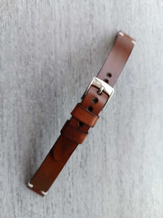 Skórzany damski pasek zegarka 14/12 mm orzech