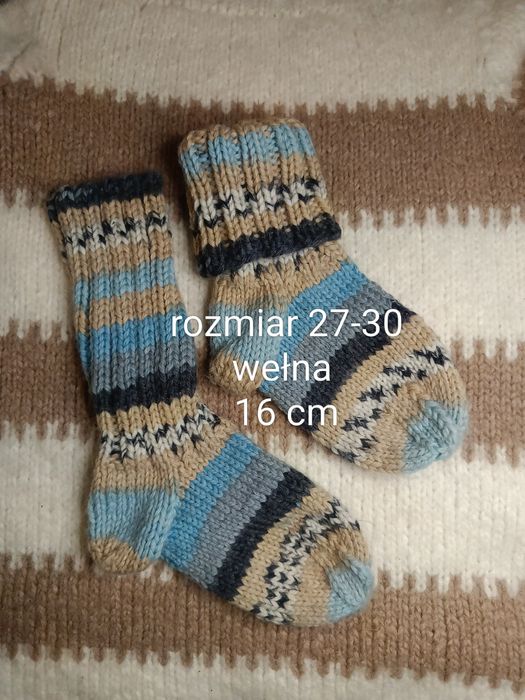 Ręcznie robione skarpetki z wełny 16 cm rozmiar 27-30 handmade socks