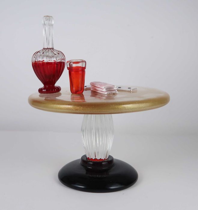 Mesa de jogos decorativa em vidro de Murano