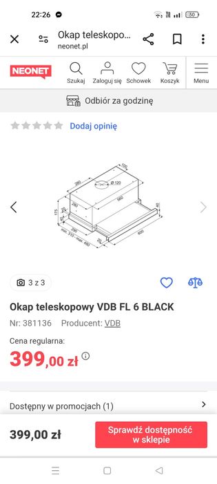 Okap teleskopowy VDB FL 6 Black