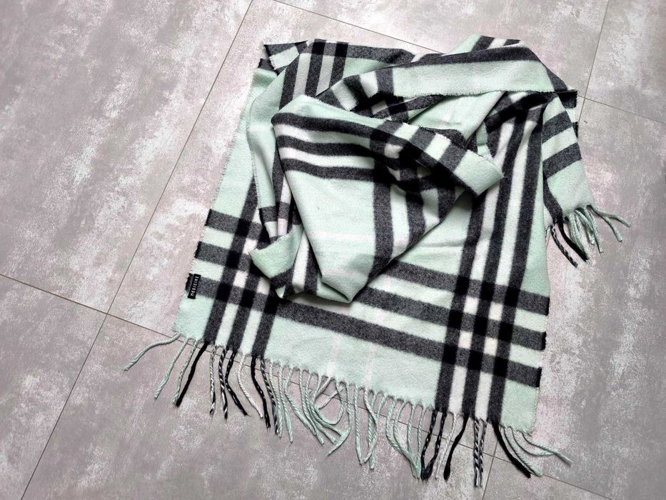 Ciepły miękki szal miętowy Medicine, wzór w kratę, uniseks