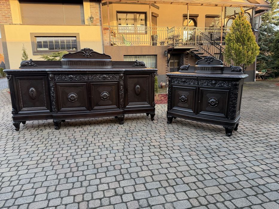 Komoda bufet 3m komoda pomocnik 1,5 m dąb rzeźby brąz Ludwik XV Antyk!