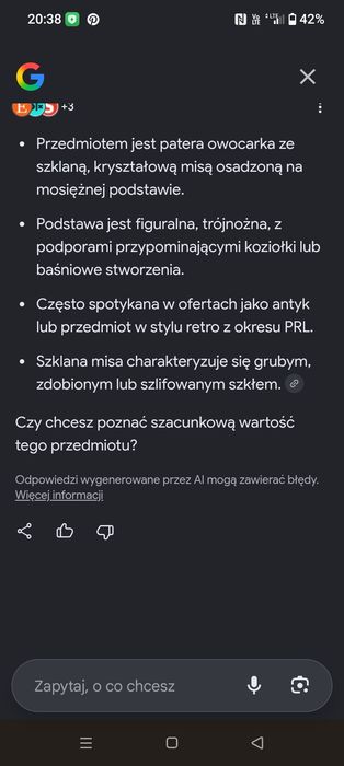 Sprzedam paterę na owoce mosiężna podstawa