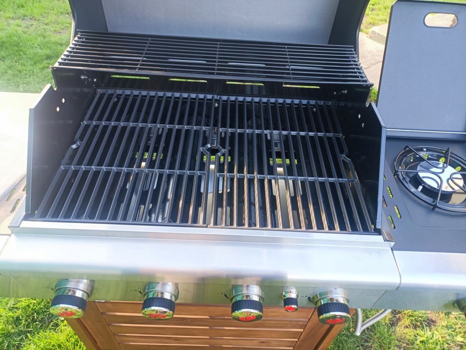Nowy GRILL Gazowy 15kw LANDMANN TRITON-(12202] + duży pokrowiec drewno
