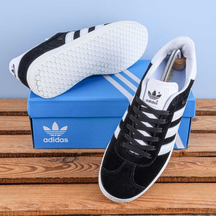 (2241) Акція! Кросівки кеди Adidas Gazelle чорні з білим (36-46) адідас