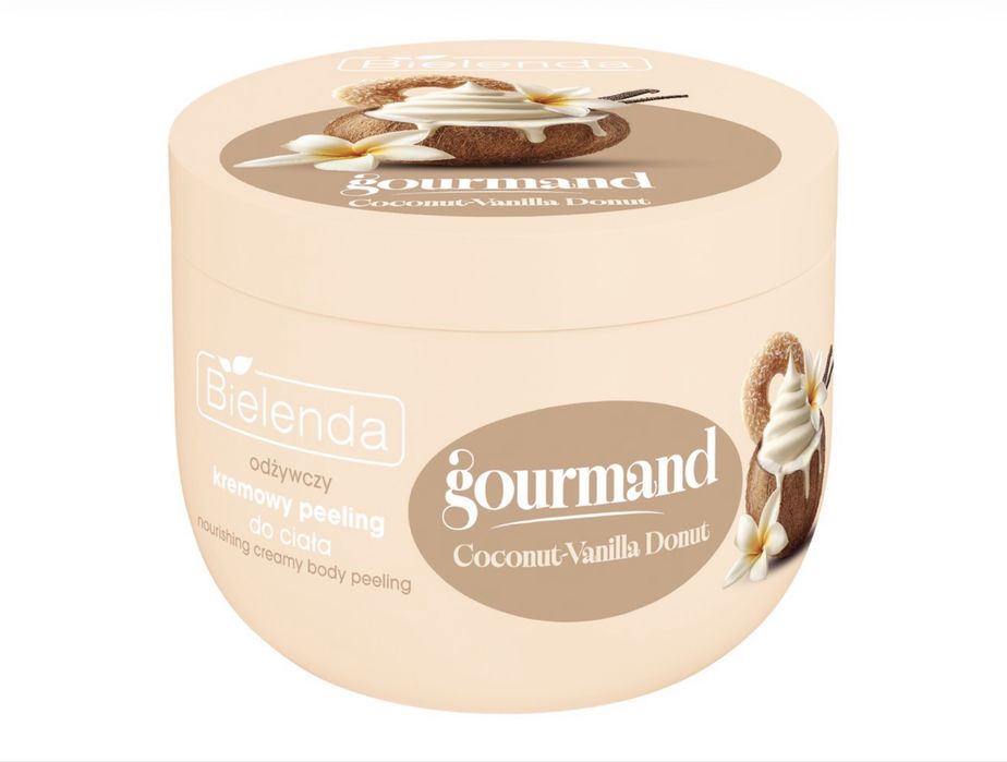 Odżywczy kremowy peeling do ciała wanilia kokos waniliowy kokosowy gourmand coconut vanilla donut nourishing creamy body peeling bielenda