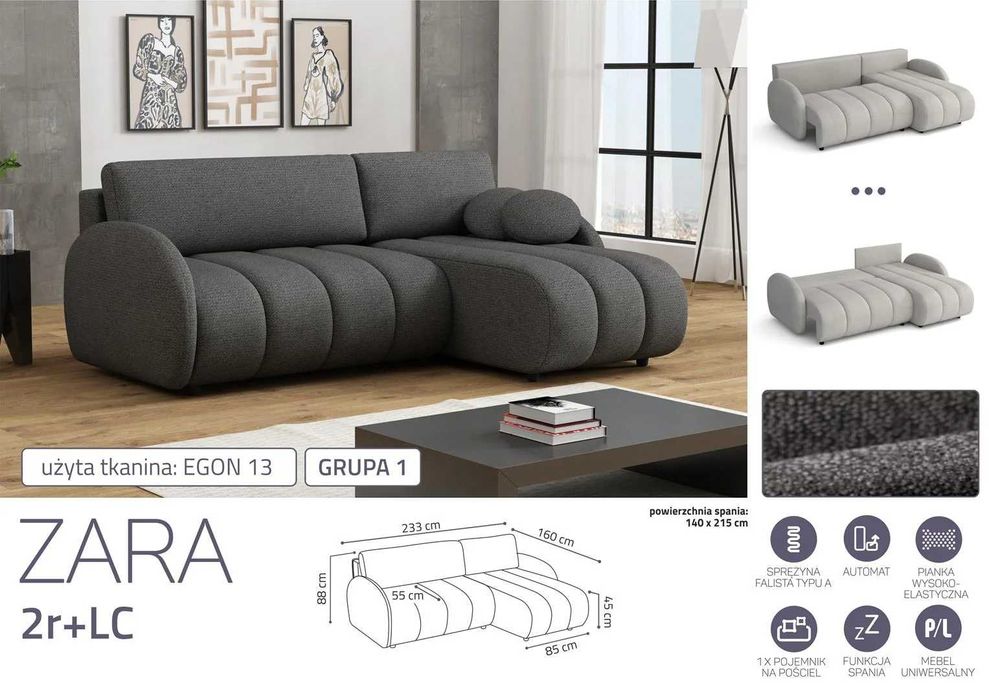 Narożnik z funkcją spania Zara 2rLC Darmowa dostawa