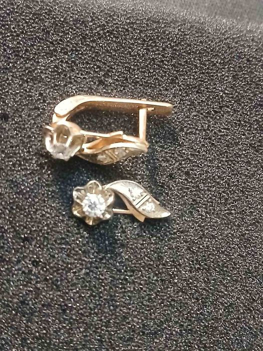 Кольцо серьги золотые с бриллиантами СССР качество