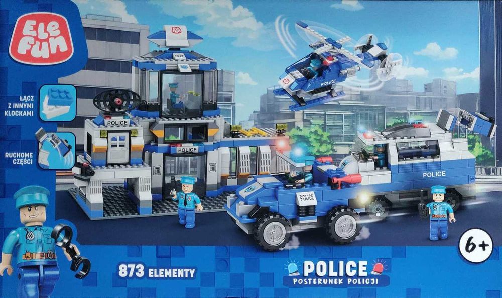 Duży zestaw Klocki Elefun Policja 873 elementy