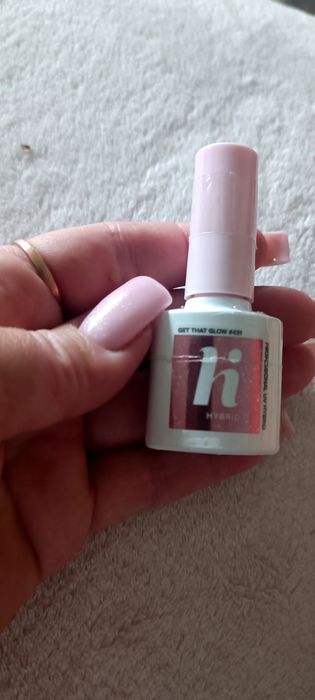 Lakier hybrydowy hi pudrowy róż z brokatem 431