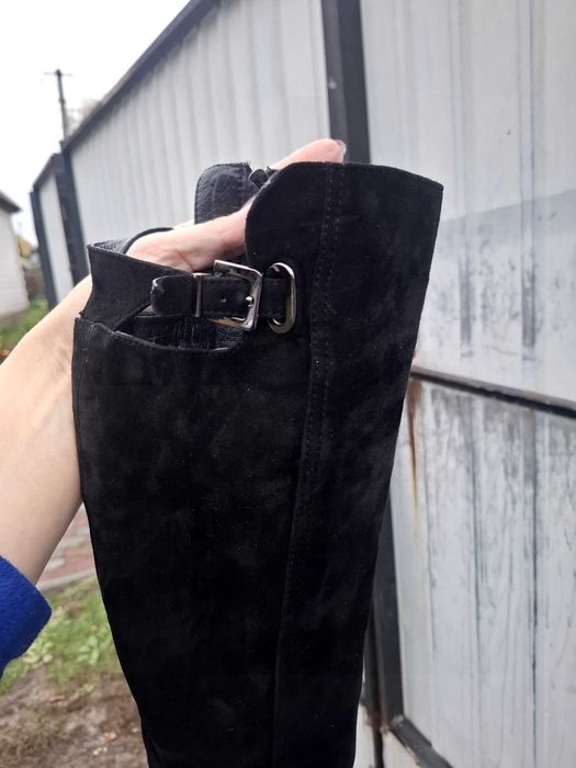 Жіночі замшеві ботфорти,високий каблук,38р.