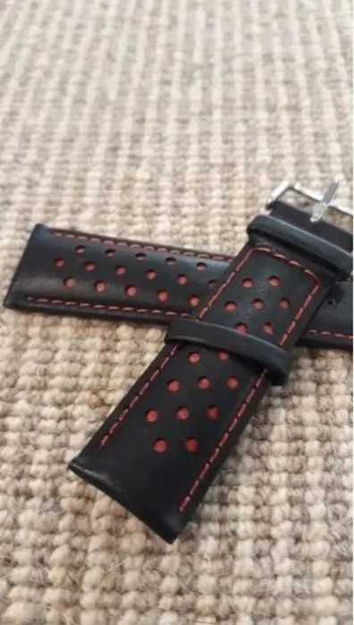 Bracelete Pele 22mm Prespontos Vermelho Seiko Tissot Citizen Hamilton