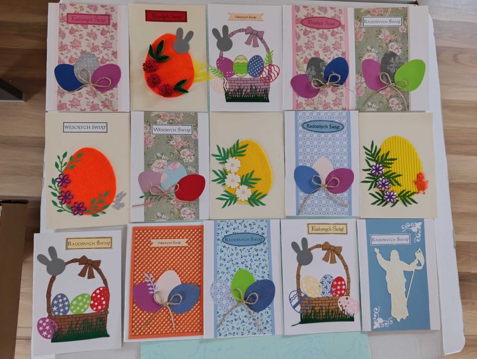 Kartki Wielkanocne, ręcznie robione - 5 sztuk