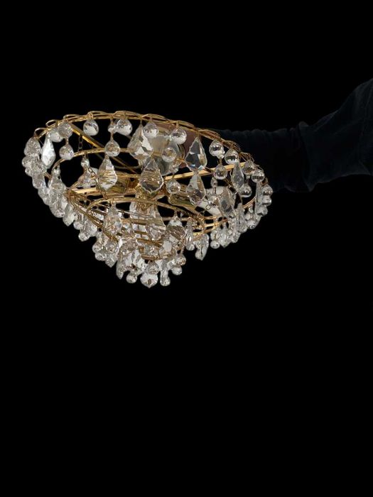 Conjunto 2 Lustres Clássicos em Vidro e Dourado (42cm + 32cm)