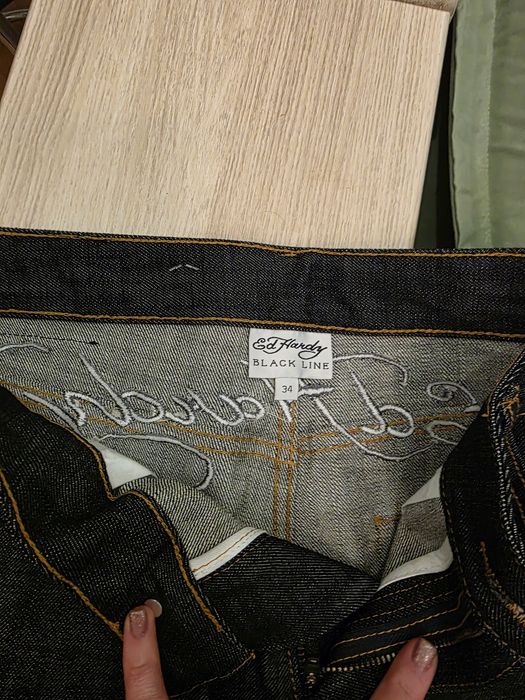 Джинси Ed HARDY Mens Nyc-Skull-Tatt Embroidered Denim Trousers Jeans