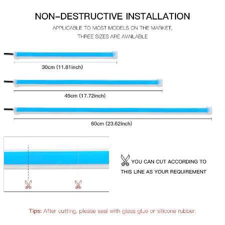 2 peças Led ultrafine drl 60cm para mudanças de direção