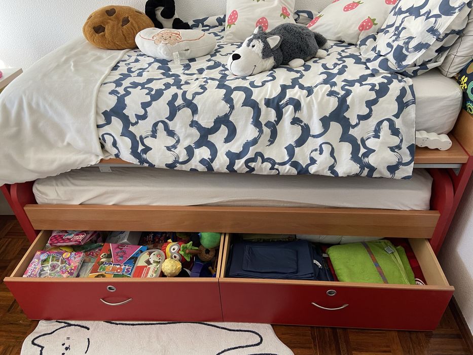 Cama individual dupla + 2 gavetas