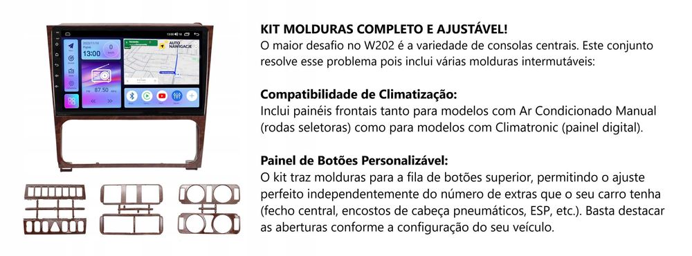 (NOVO) Rádio 2DIN 9" • Mercedes W202 (c220 c200) • Android GPS 4+64GB