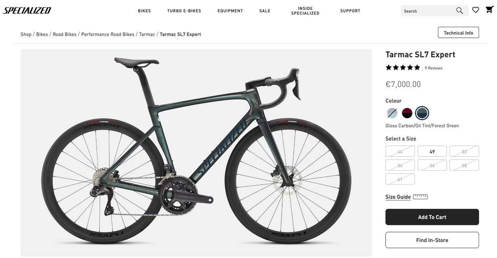 Specialized Tarmac SL7 Expert + DT Swiss ARC 1100