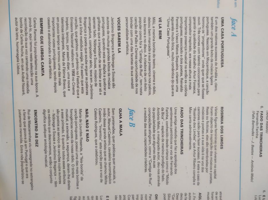 Disco Vinil Valentim Carvalho/Musica Portuguesa  AMÁLIA