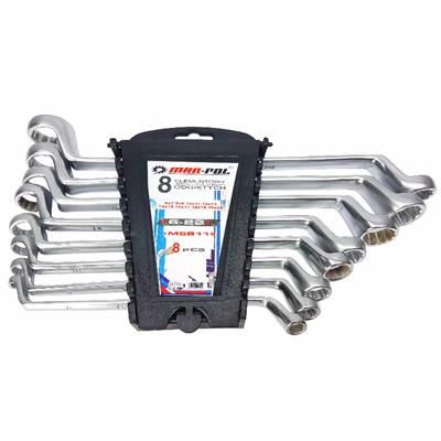 Klucze oczkowe odgięte 6-22mm 8szt satyna