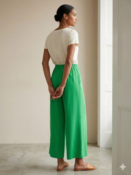 Nowe zielone spodnie szerokie nogawki palazzo Moda Italia One Size S--L
