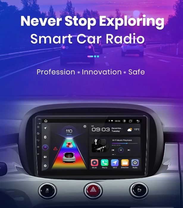 Rádio 9" android Fiat 500x 2014 a 2020 WIFI GPS 2/32GB Novo