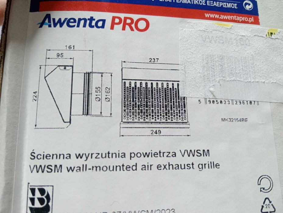 Grelha de Exaustão Awenta PRO VWSM160 - Alta Performance - NOVA