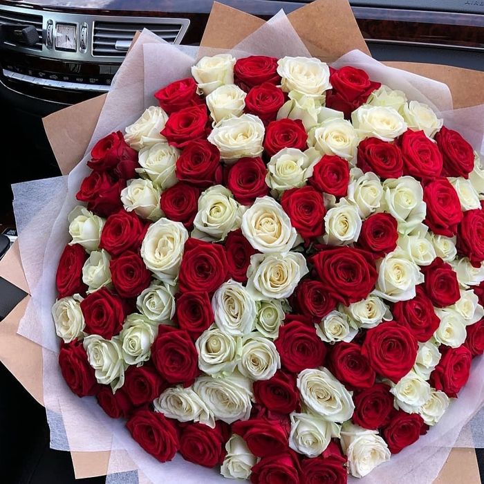 Роза, цветы, 101 роза микс ! Красная и белая роза!  Доставка цветов!