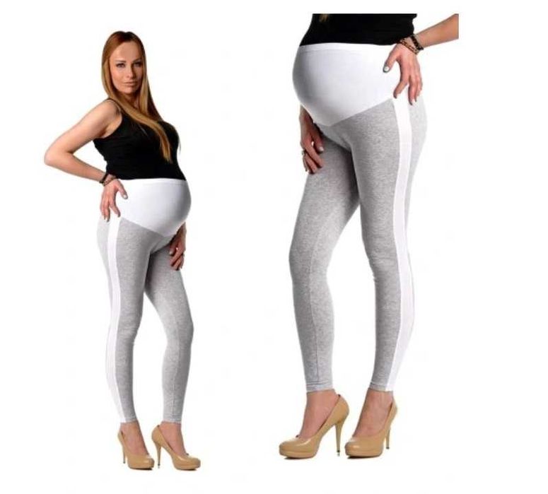LEGGINSY CIĄŻOWE z lampasami C7 szare S/36