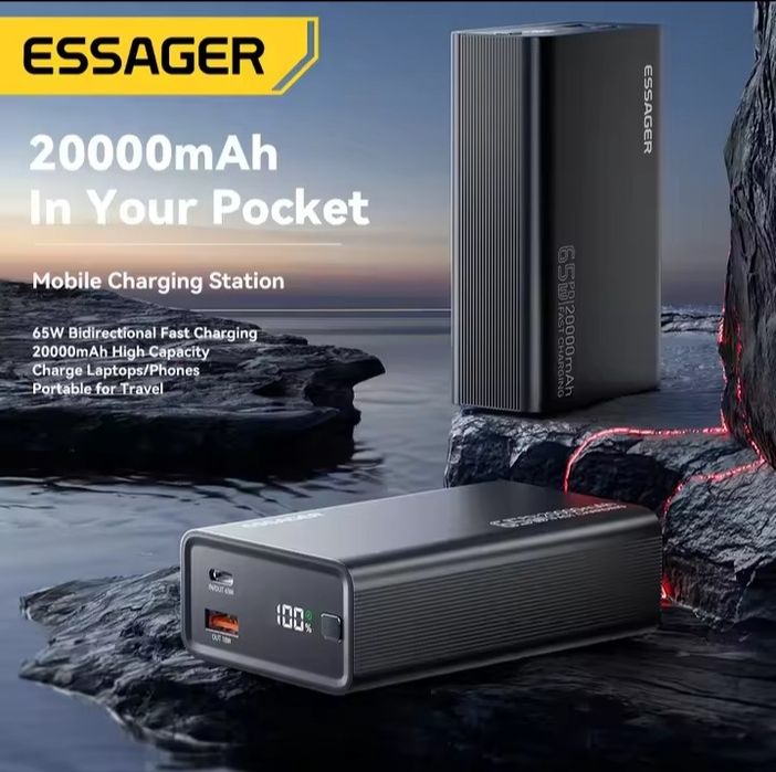 Essager Power Bank 20000mAh Portable PD 65W Fast Charging Mobile Phone