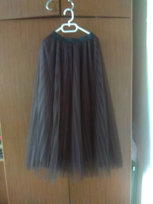 Butik Brąz Mocca Plisowana tiulowa spódnica