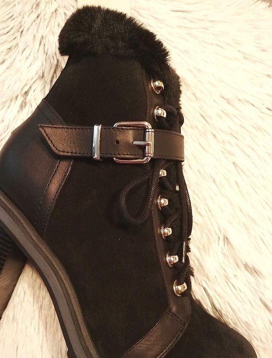 Ocieplane botki Tommy Hilfiger skóra naturalna i futerko rozmiar 40