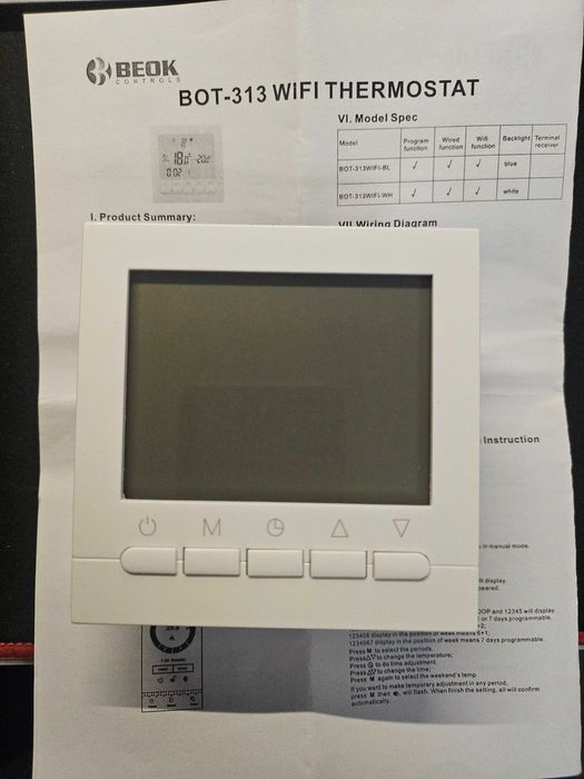 Termostat BEOK BOT-313 WiFi-BL bezpotencjałowy